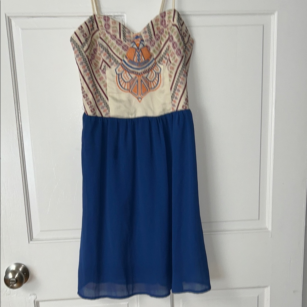 Flying Tomato Blue and Cream Mini Dress